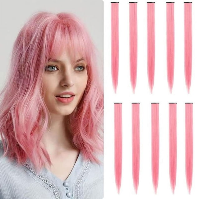 SUTENGDA 16 Pcs Extensions de Cheveux Colorés Bouclés Ondulés Clip Synthétique pour Filles Femmes Enfants Multi-Couleurs Fête Higfroshsights (Rouge)