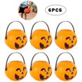 thumbnail image 1 of 6Pcs Halloween Cauldron Mini Candy Bucket Kettle Witch Pot Plastic (Pumpkin), 1 of 4