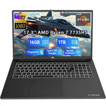 17.3" New Business Laptop, AMD Ryzen 7 7735HS (8C/16T), 16GB RAM 1TB NVMe SSD, Radeon 680M for Light Gaming, PD 100W Type-C WiFi-6E BT5.2 Fingerprint Unlock Backlit Keyboard for Working & Student