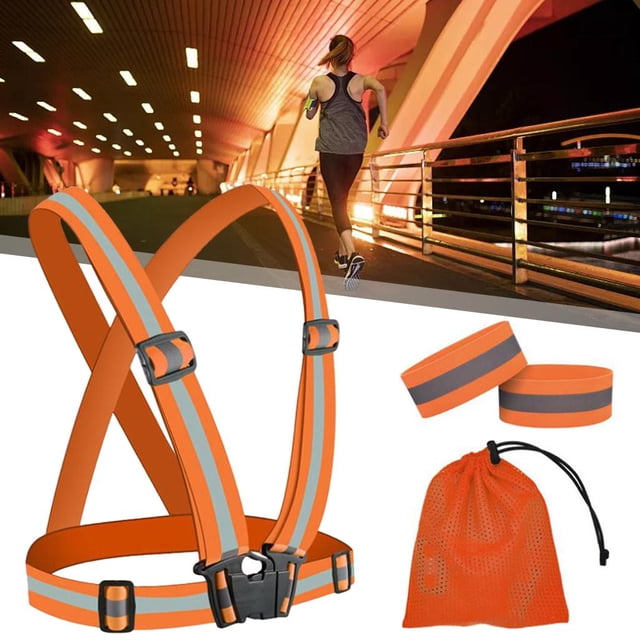 Chaleco reflectante para , correas reflectantes impermeables elásticas s para caminar de noche, , caminar, acampar, perros, camina naranja DYNWAVEMX Chaleco reflectante para correr