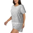 thumbnail image 2 of Naloa Silver Glitter Women's Short-Sleeved Pajama Set, Loungewear, Summer pajamas, Breathable Cozy - Large, 2 of 9