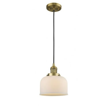 201C-BB-G71-LED-Innovations Lighting-Bell - 3.5W 1 LED Cord Hung Mini Pendant In Industrial Style-10 Inches Tall and 8 Inches Wide Brushed Brass Matte