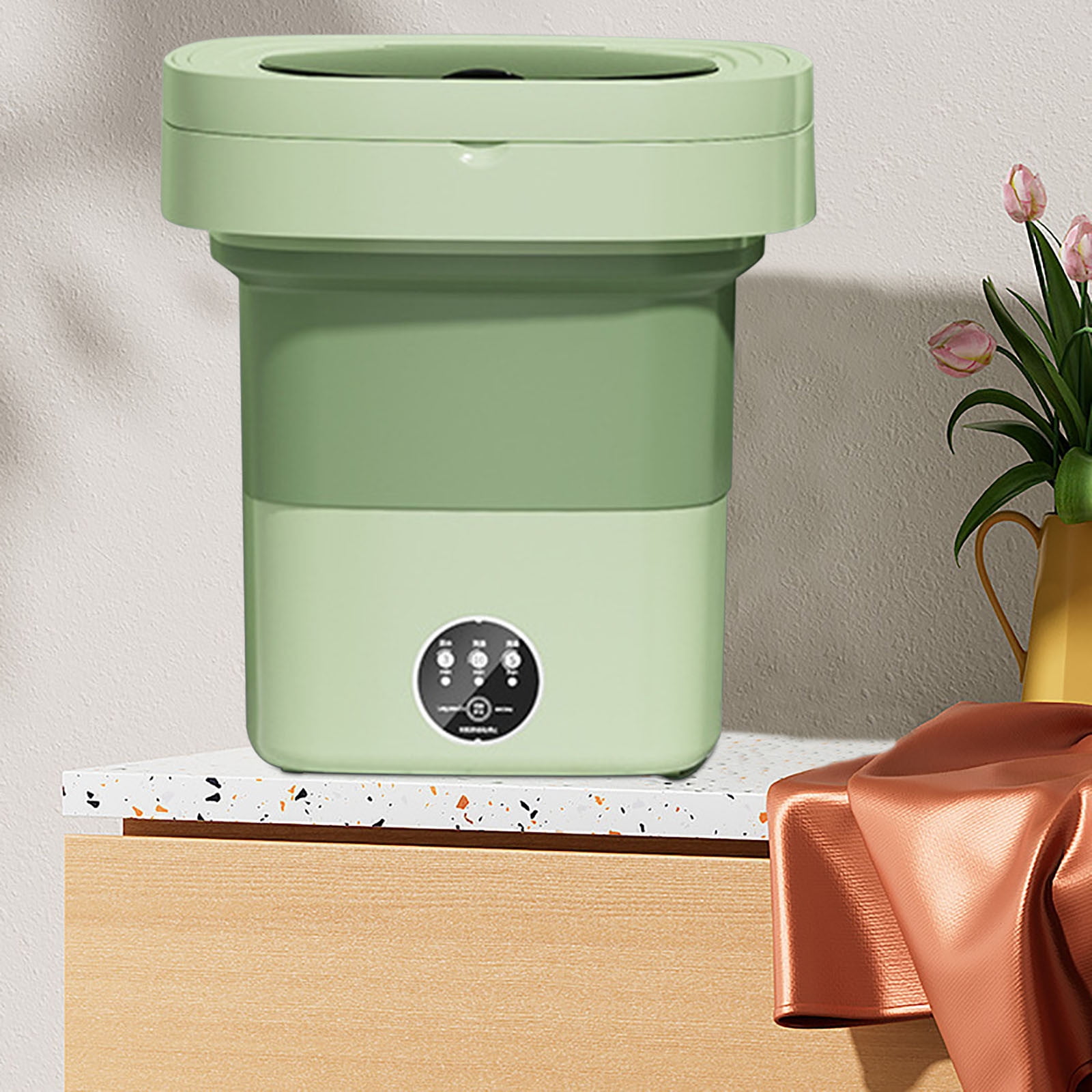FHBVT Folding Portable Mini Washing Machine 8.5L Large Capacity 3 Intelligent Cleaning Modes Foldable Space-Saving Dehydration Function for Dormitory Travel Home Underwear Baby Clothing Washing