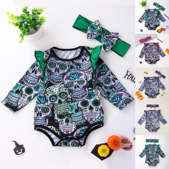 sususu Baby Girl Outfit Romper Long-Sleeve Bodysuit (Green,3-6 Months)