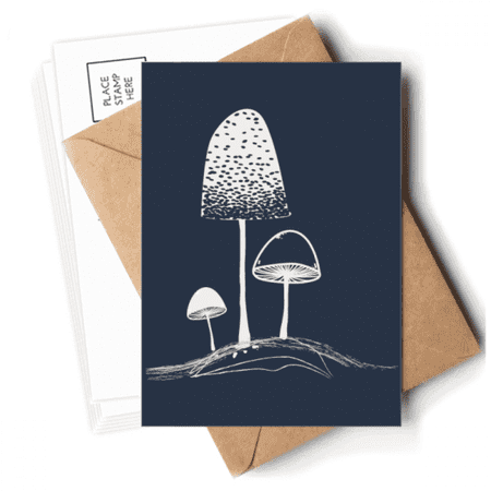 Cute Cartoon Mushroom Illustration Postcards Envelopes Blank Note Cards Mailing
