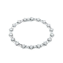 Brilliance Fine Jewelry Tennis Bracelet with Round Simulated Diamond in Sterling Silver For Women