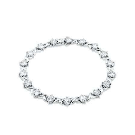 Brilliance Fine Jewelry Tennis Bracelet with Round Simulated Diamond in Sterling Silver For Women