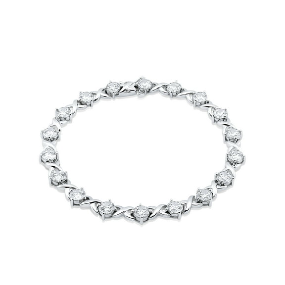 Brilliance Fine Jewelry Tennis Bracelet with Round Simulated Diamond in Sterling Silver For Women