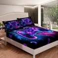 thumbnail image 2 of Gaming Fitted Sheet Gamer Twin Bed Sheets ,3D Gamepad Sheets Game Room Decor,Neon Purple Teal Room Decor, 2 of 4
