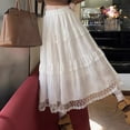 thumbnail image 4 of MIXUE Skirts For Women Summer Solid Color Lace Elastic High Waist Loose Cake Maxi Skirt Daily-Wear,White,One Size, 4 of 4