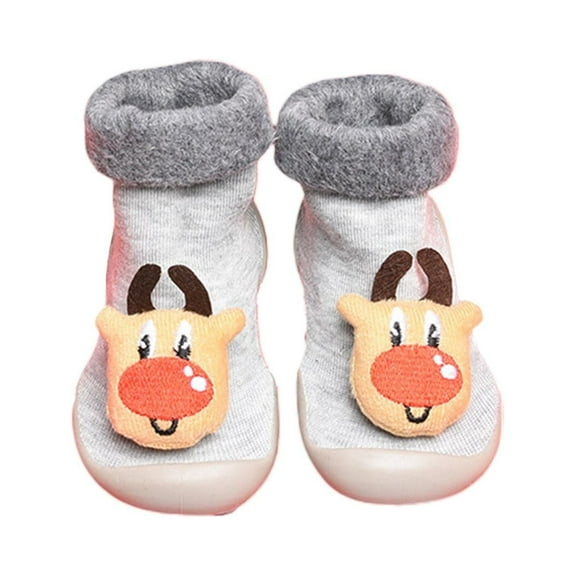 Otqutp Baby Flat Sneakers Christmas Toddler Socks and Shoes Cartoon Pattern Baby Girls Boys Shoes and Socks for 0 To 3 Years