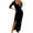 Black, variant on AOOCHASLIY Summer Clearance Womens Dresses Women Sexy Casual V-Neck Long Sleeve Solid Color High Split Sheath Ankle-Length Dress