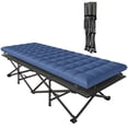 thumbnail image 1 of Outsunny Camping Cot with Pad, 32" Extra Wide Folding Cots, Blue, 1 of 10