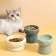 thumbnail image 5 of Petal shape pet ceramic bowl high and short feet love cervical vertebrae cat bowl - dark green, 5 of 5