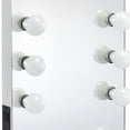 thumbnail image 2 of Benjara 24 Inch Modern Lighted Mirror, 2 Power Outlets, 12 Bulb Sockets, White, 2 of 6