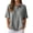 Grey, variant on Womens Polo Shirts Short Sleeve Solid Waffle Knit Polo Shirt Casual Collar Button Front Top Beige L