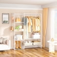 thumbnail image 2 of Clothing Rack, Portable Wardrobe Closet Organizers and Storage for Clothes with Closet Rod, Clothing Rack with Shelves Garment Rack Clothes Rack Rangement Garde Robe (White), 2 of 16
