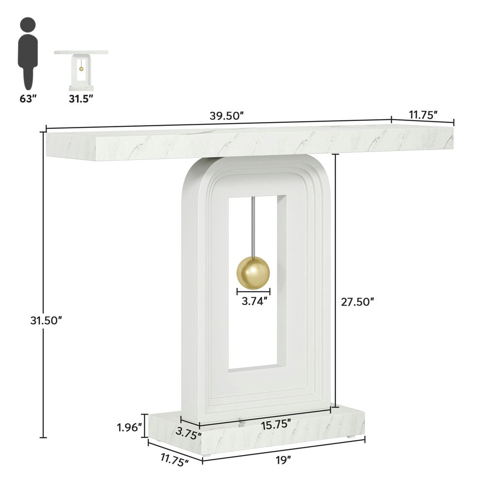 GVN Console Table, Entryway Table, 39.4" Console Table, Modern Sofa Entryway Table with Gold Decor