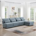 thumbnail image 3 of 120*61" Oversized Deep Seat Sectional Sofa with Reversible Chaise,Loop Yarn Fabric 5-seat Armless Indoor Furniture,Convertible L-shaped Couch for Living Room,Apartment,3 Colors, 3 of 17