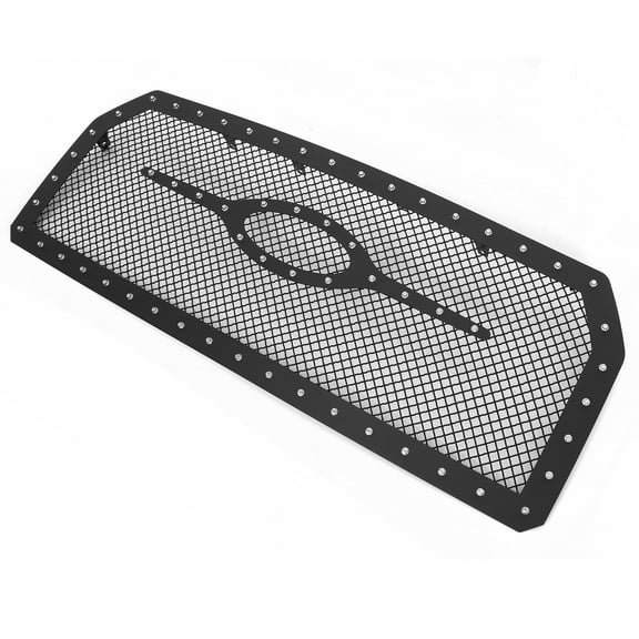 APS Compatible with Ford F-150 2015-2017 Without Front Camera Main Upper Stainless Steel Black Mesh Rivet Studs Front Grill Grille Insert FL6310K
