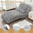 thumbnail image 4 of Dznils Printed Armless Chaise Lounge Slipcover Stretch Polyester Furniture Chair Cover, Gray, 4 of 11