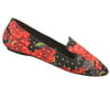 Qupid Adult Black Red Flower Stud Adorned Ballerina Loafer Shoes