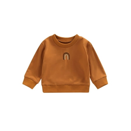 

Jkerther Toddler Boys Girls Sweatshirt Fall Winter Long Sleeve Crew Neck Embroidery Rainbow Pullover Tops