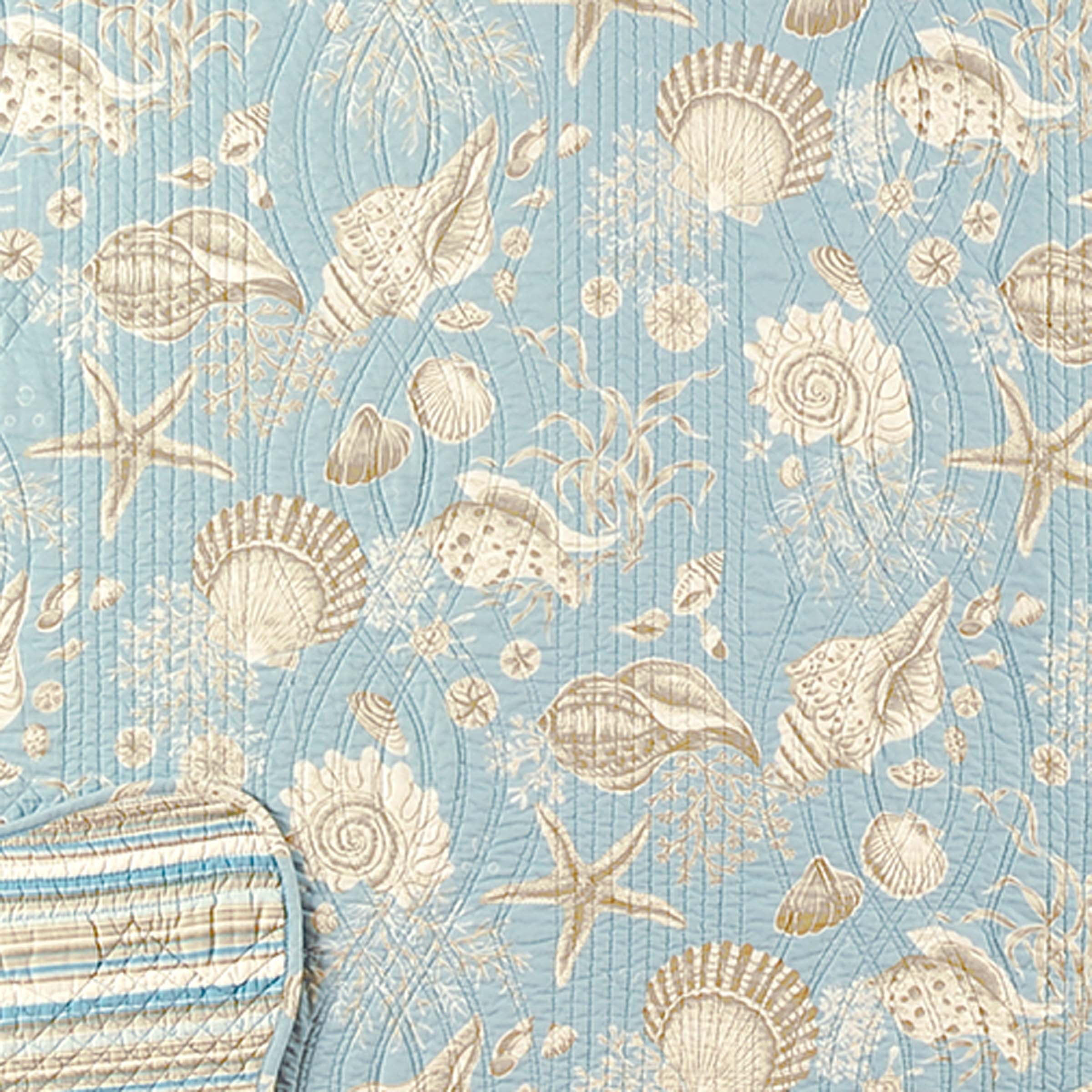 Natural Shells 5 Pcs Daybed Quilt Set Lightweight Cotton Machine Washable Reversible