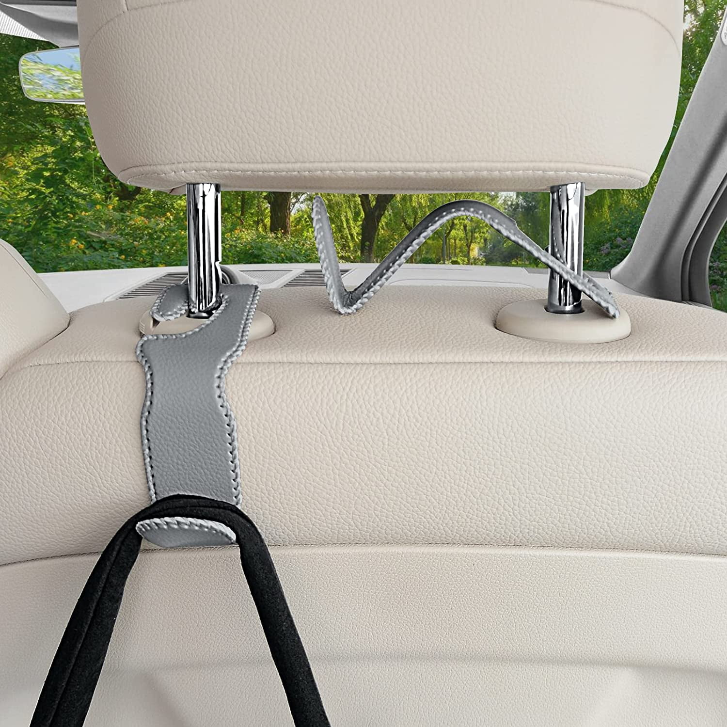 4 Pcs Car Seat Headrest Hook, Soot Sprites Purse Hook Holder Cute