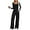 Black., variant on 2 Piece Scoop Neck Lounge Set Womens Wide Leg Pants Side Ruching Slightly Crop Top Sweatsuit Sets With Pockets