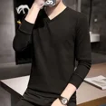 thumbnail image 4 of Camiseta ajustada para hombre, ropa lisa, cuello en V, sudaderas ajustadas, estética unicolor, oferta, Japón, informal, invierno, 4 of 5