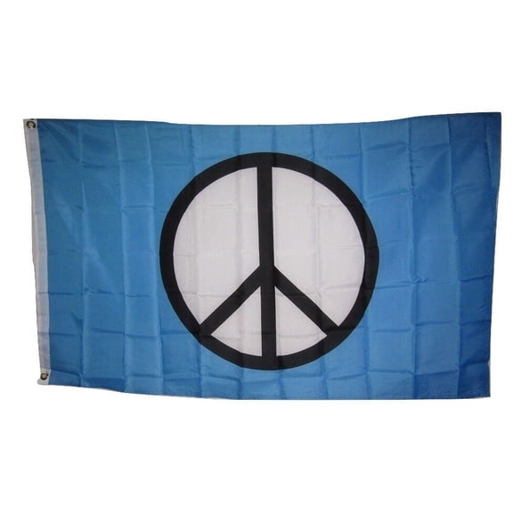 World Peace Sign Symbol Aqua SuperPoly 3x5 Flag Banner indoor/outdoor grommets