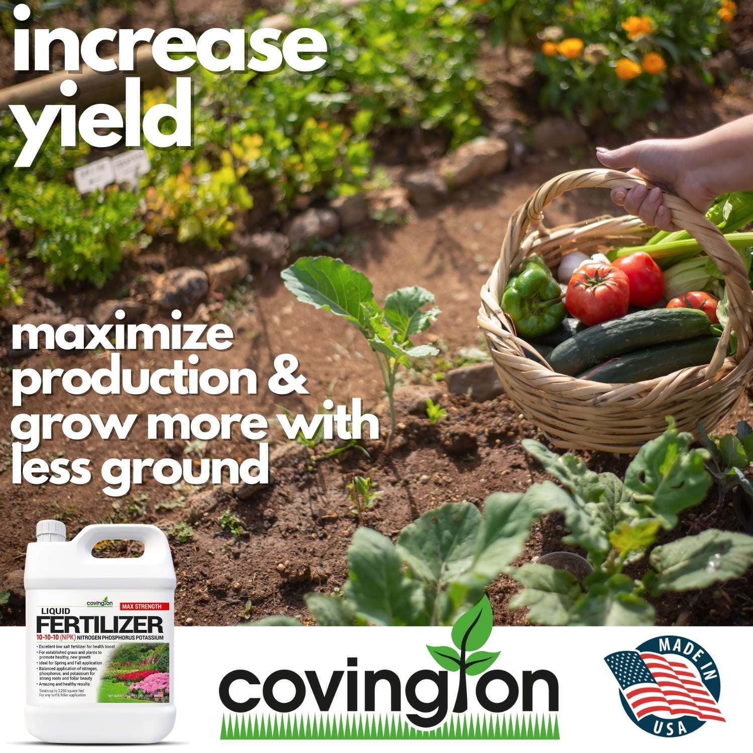Covington Naturals Liquid Fertilizer for Lawns 10-10-10, All Purpose Plant Food 32 Ounces
