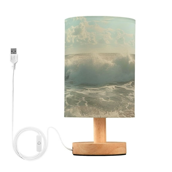 Beach Ocean Sky Table Lamp for Desk Nightstand Lamp with USB Modern Gifts for Bedroom Living Room Kids Room