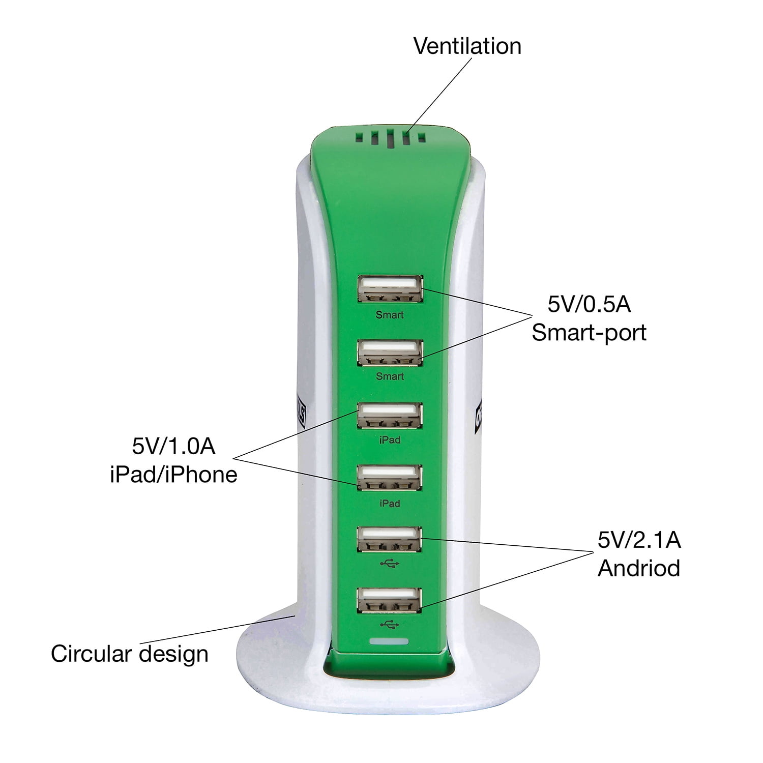 OEMTOOLS 24649 Smart 6 Port USB Charging Station for Smartphones and Other Smart Devices