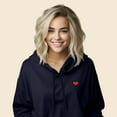 thumbnail image 4 of Dalix Pixel Heart Embroidered Fleece Cropped Hoodie Cold Fall Winter Women in Navy Blue 2XL XX-Large, 4 of 5