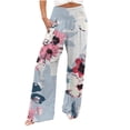 thumbnail image 2 of Lilgiuy Women Casual Printing Pockets Elastic Waist Comfortable Straight Loose Pants Alt Clothing Alternative Clothing, 2 of 5