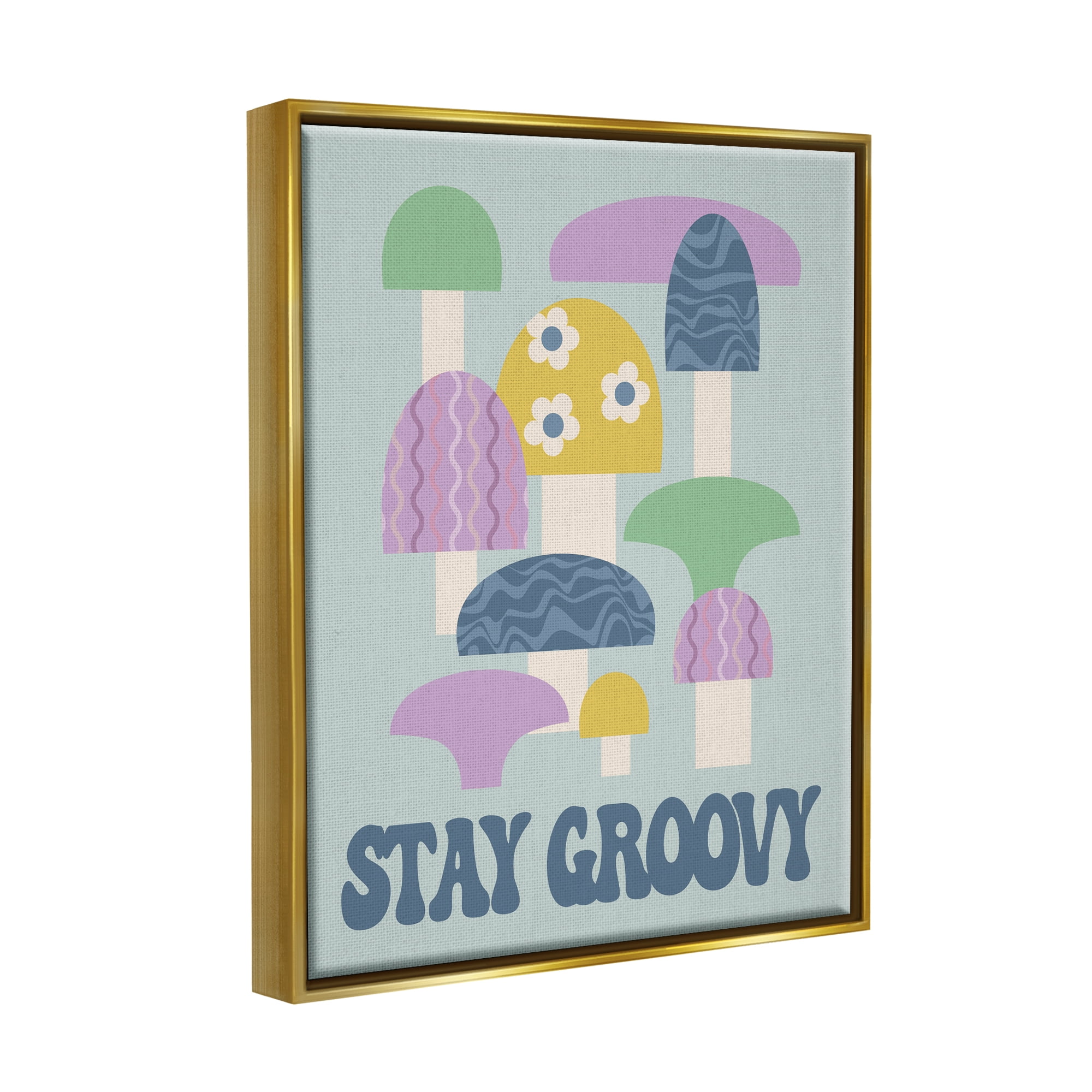 Stupell Industries Stay Groovy Botanicals Botanical & Floral Painting Gold Floater Framed Canvas Art Print Wall Art, 17 x 21