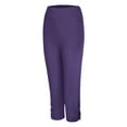 thumbnail image 4 of Tuphregyow Women's Plus Sized Slim Yoga Pants Clearance Breathable High Waist Comfy Yoga Trousers Solid Trendy New Style Classic Athletic Elegant Elastic Non See Through Pants Purple S, 4 of 5
