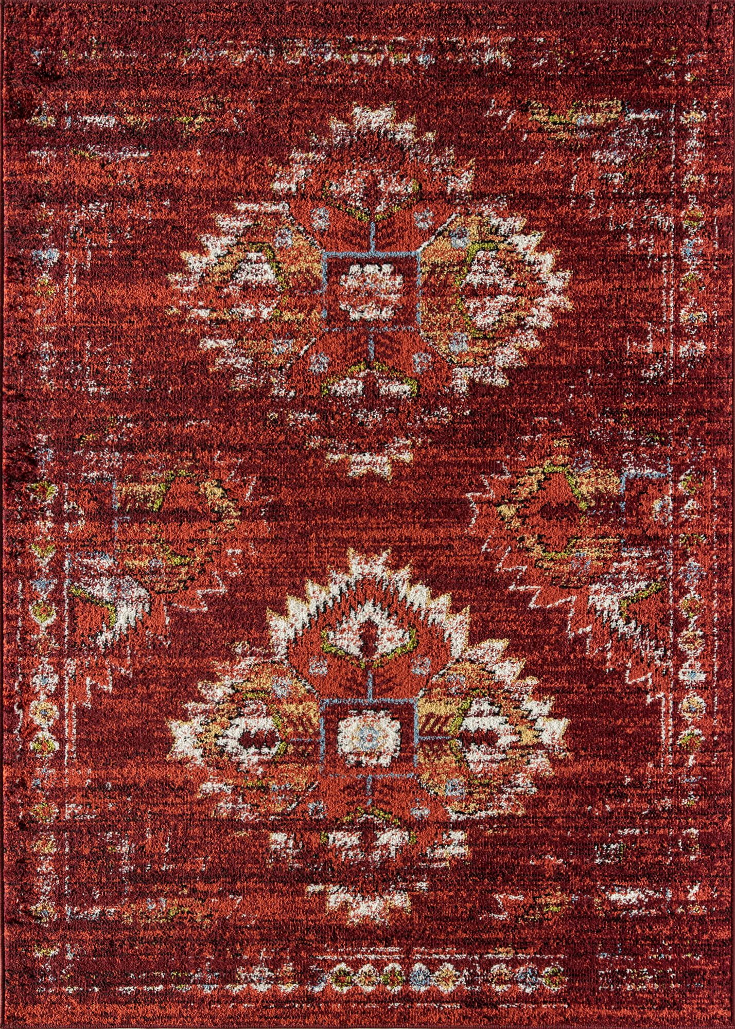 Rugs America Bradford KH40C Burnt Red Tribal Moroccan rust Area Rug, 9'x12'