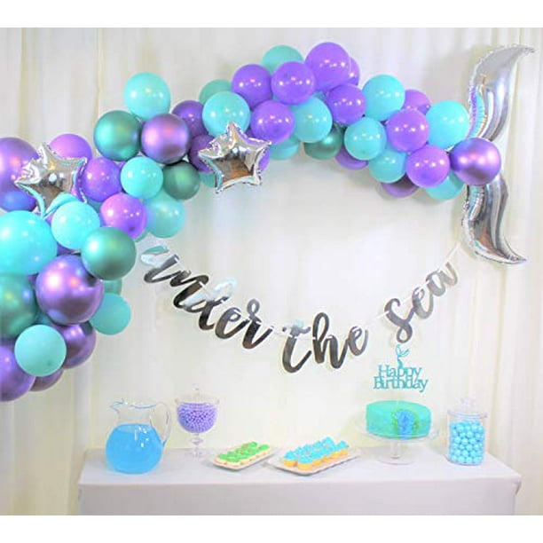 Mermaid Party Supplies Set Mermaid Birthday Decorations Under The Sea Party Set Includes Mermaid Tail Balloon Arch Kit Under The Sea Banner Mermaid Cake Topper Balloon Garland Tool Kit Ocean Theme Walmart Com Walmart Com