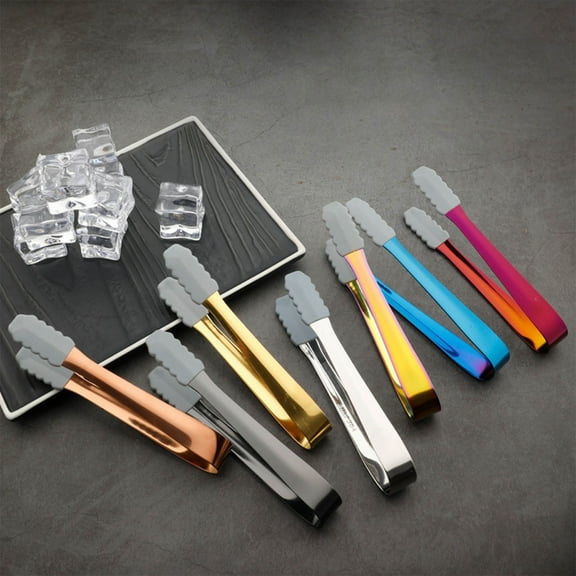 Ice Tongs under $5! Yannianjz Stainless Steel Ice Tongs, Silicone Tipped Tongs for Ice and Food, Kitchen Tongs for Serving, Mini Tongs for Charcuterie Board
