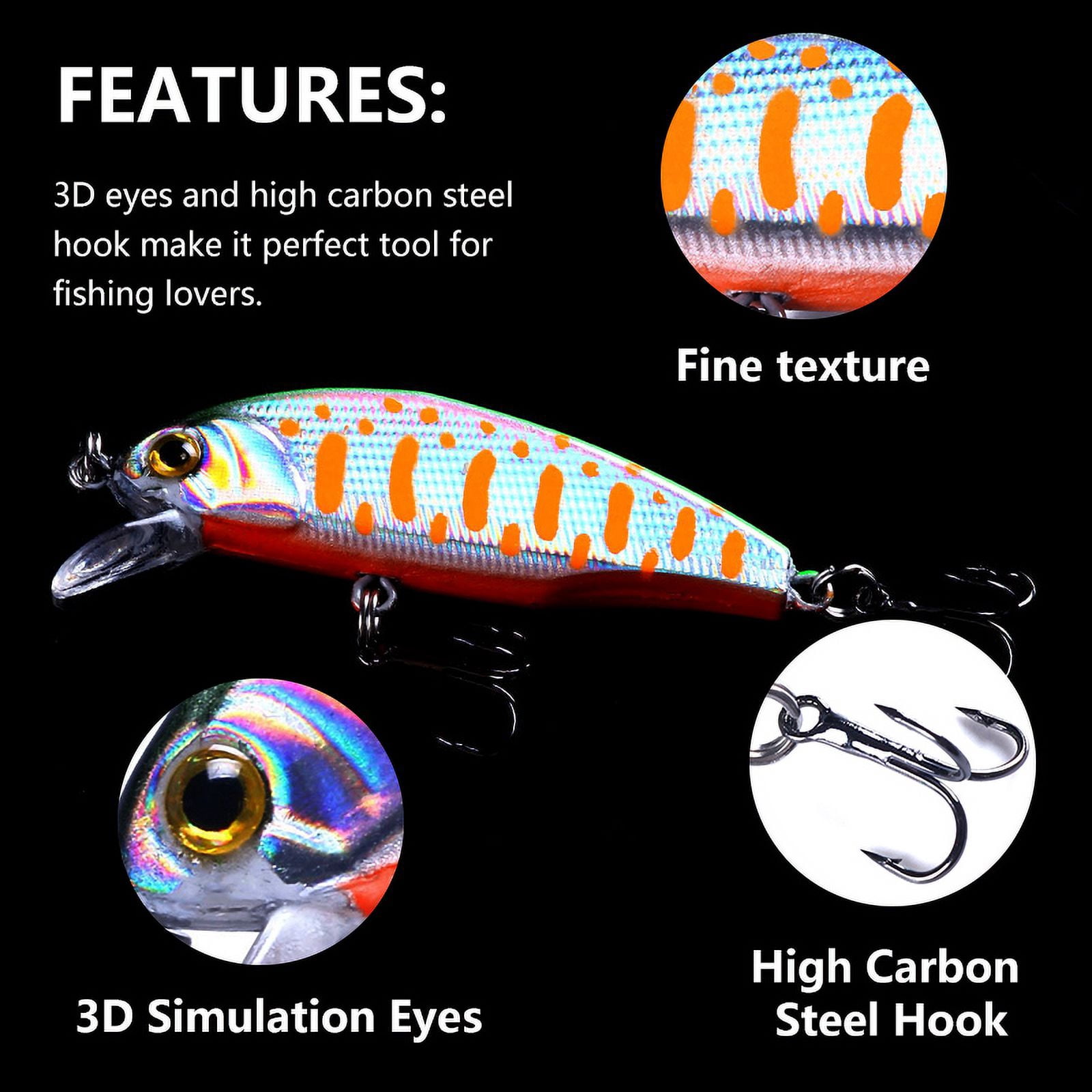 HENGJIA Fishing Lures Large Hard Bait Minnow VIB Lure with Treble Hook Life-Like Swimbait Fishing Bait Popper Crankbait Sinking Lure for Trout Bass Walleye Redfish