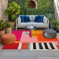 thumbnail image 2 of Pink Orange Outdoor Rug for Patio/Deck/Porch, Non-Slip Large Area Rug 6 x 9 Ft, Geometric Modern Abstract Oil Painting Indoor Outdoor Rugs Washable Area Rugs, Reversible Camping Rug Carpet Runner, 2 of 8