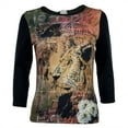 thumbnail image 1 of T-Shirt Graphique Lion Manches 3/4 pour Femmes, 1 of 1
