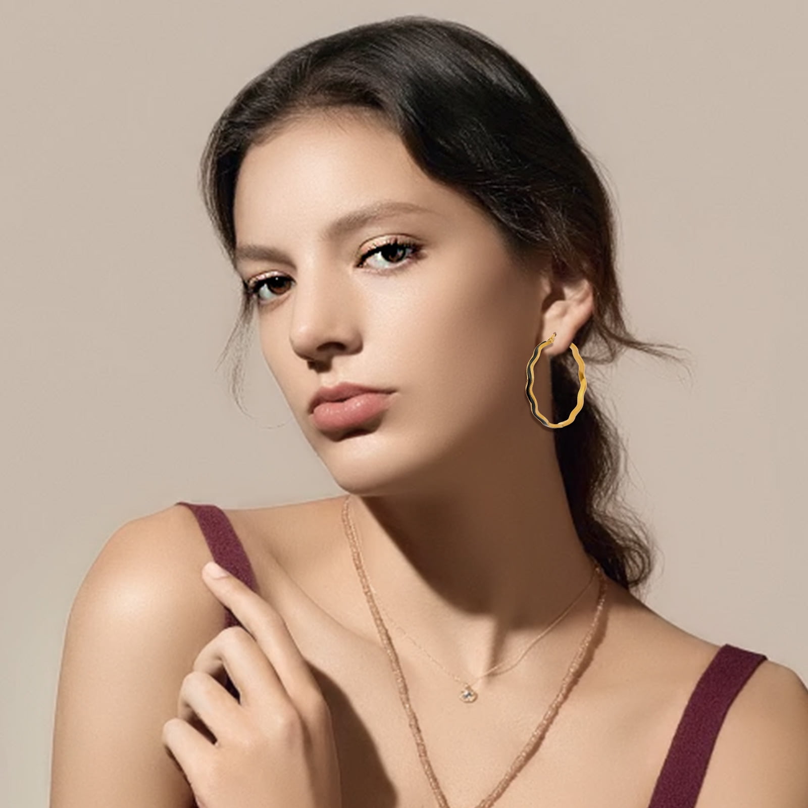 Lsnesstla Chunky Enamel Hoop Earrings for Women 18K Gold Plated Colorful Wave Earrings Jewelry  Gift for Girlfriend Wife