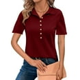 thumbnail image 2 of Timegard Tops for Women Lapel Neck Button Short Sleeve Fitting Comfy Tops Casual Tee Shirts Summer, 2 of 8