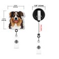 thumbnail image 3 of WIRESTER Acrylic Reel ID Holder Belt Clip Badge Retractable with Alligator Clip for Office Worker, Medical Staffs, Nurse, Doctor, Teacher, Student - Brown Tan Aussie Australian Shepherd Dog, 3 of 5