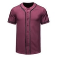thumbnail image 4 of HBFAGFB T-Shirts for Men Button up Baseball Sweatshirts Lightweight Short Sleeved Top Red Size M, 4 of 5