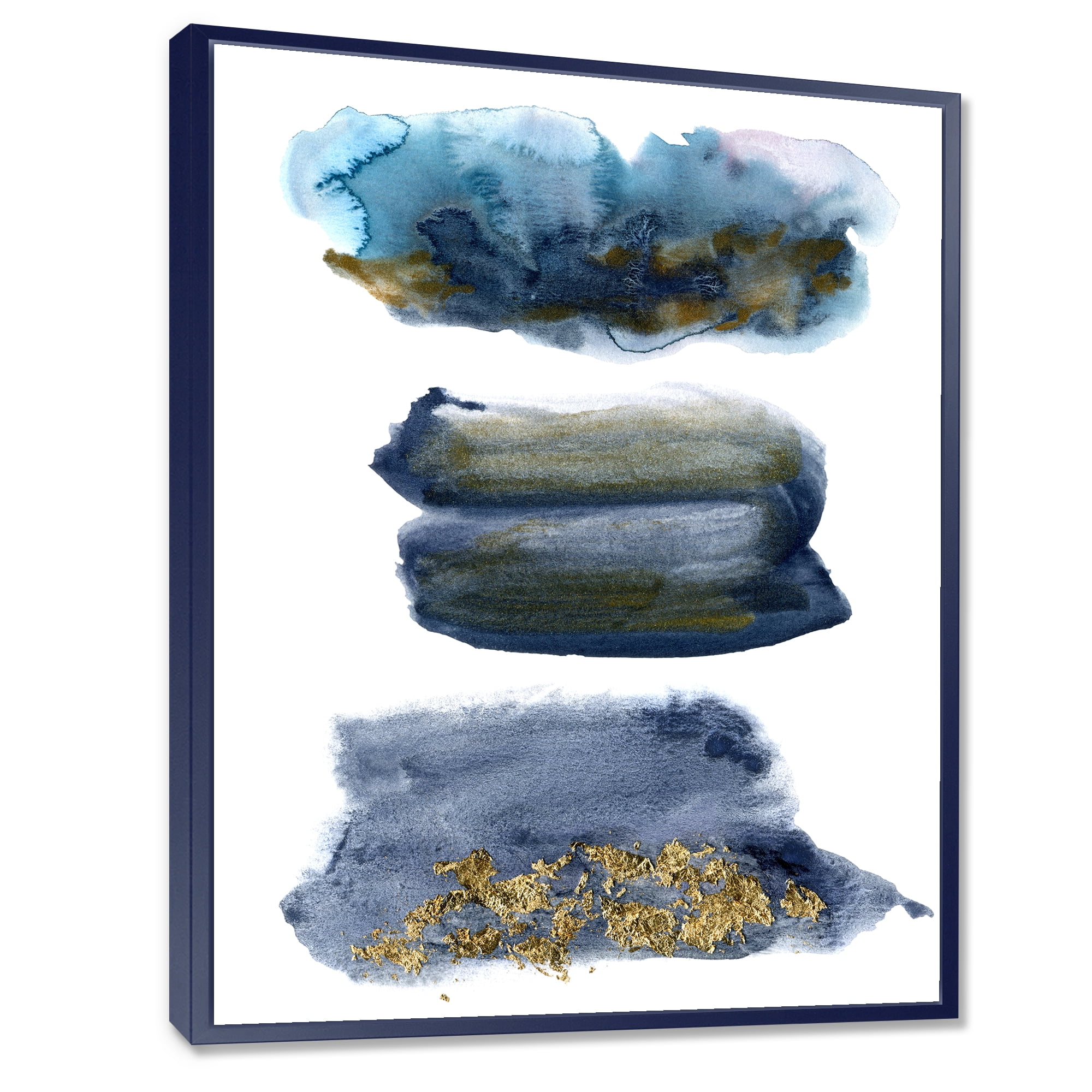 Designart 'Abstracts Clouds With Golden Touches' Modern Framed Canvas Wall Art Print